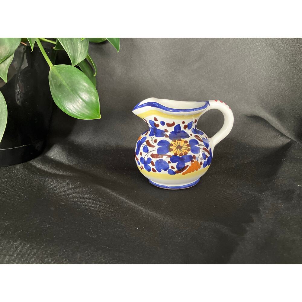 Vintage Deruta Majolica Creamer Arabesco Floral Design Italian Pottery